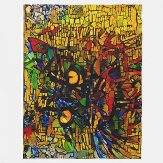 Kleurrijke Mozaïek Cat Art Prin Fleece Deken