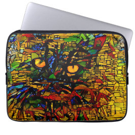 Kleurrijke Mozaïek Cat Art Prin Laptop Sleeve