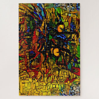 Kleurrijke Mozaïek Cat Art Prin Legpuzzel