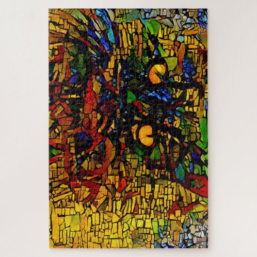 Kleurrijke Mozaïek Cat Art Prin Legpuzzel (Verticaal)