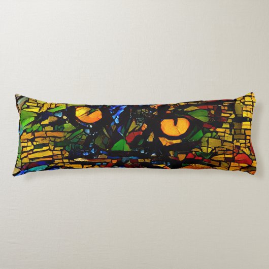 Kleurrijke Mozaïek Cat Art Prin Lichaamskussen (Voorkant)