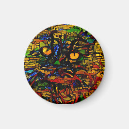 Kleurrijke Mozaïek Cat Art Prin Magneet