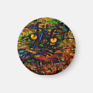 Kleurrijke Mozaïek Cat Art Prin Magneet