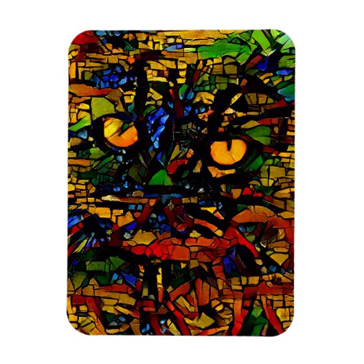 Kleurrijke Mozaïek Cat Art Prin Magneet (Verticaal)
