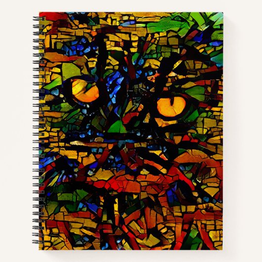 Kleurrijke Mozaïek Cat Art Prin Notitieboek (Voorkant)