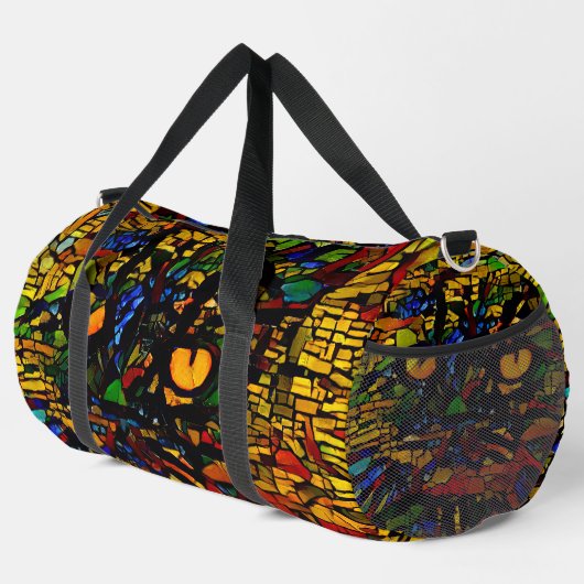 Kleurrijke Mozaïek Cat Art Prin Plunjezak (Rechterhoek)