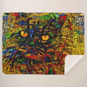 Kleurrijke Mozaïek Cat Art Prin Sherpa Deken (Voorkant (horizontaal))