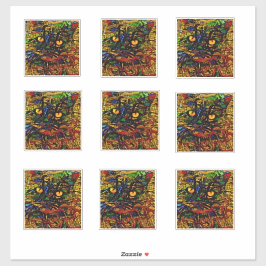 Kleurrijke Mozaïek Cat Art Prin Sticker (Vel)