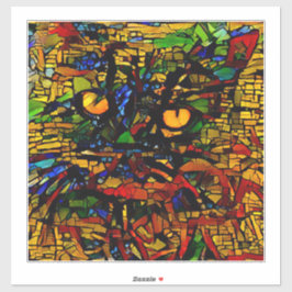 Kleurrijke Mozaïek Cat Art Prin Sticker