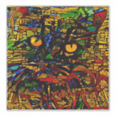 Kleurrijke Mozaïek Cat Art Prin Sticker (Voorkant)