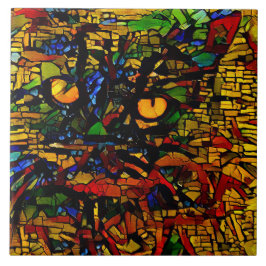 Kleurrijke Mozaïek Cat Art Prin Tegeltje