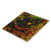 Kleurrijke Mozaïek Cat Art Prin Tegeltje (Zijkant)