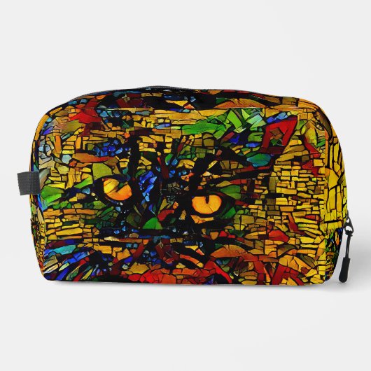 Kleurrijke Mozaïek Cat Art Prin Toilettasje (Voorkant)