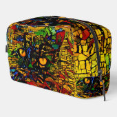 Kleurrijke Mozaïek Cat Art Prin Toilettasje (Rechterhoek)