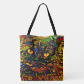 Kleurrijke Mozaïek Cat Art Prin Tote Bag (Achterkant)