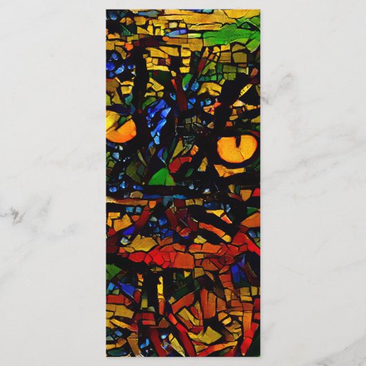 Kleurrijke Mozaïek Cat Art Print Bladwijzer Menu (Voorkant)