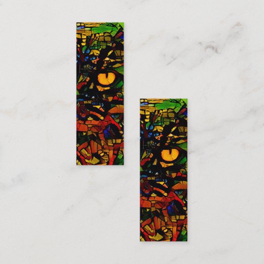 Kleurrijke Mozaïek Cat Art Print Bladwijzer Mini Visitekaartje (Voorkant / Achterkant)