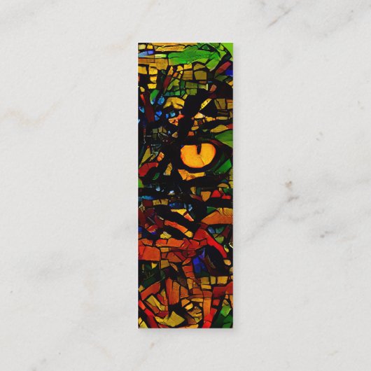 Kleurrijke Mozaïek Cat Art Print Bladwijzer Mini Visitekaartje (Achterkant)