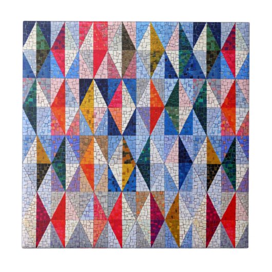 Kleurrijke Mozaïek Effect Art | Vierkante keramisc Tegeltje (Voorkant)