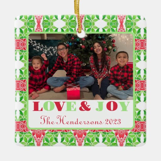 Kleurrijke Mozaïek Fotoboom Ornament (Voorkant)