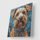 Kleurrijke Mozaïek Hond Vierkante Klok (Hoek)