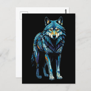 Kleurrijke Mozaïek Illustratie van Majestic Wolf Briefkaart