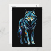Kleurrijke Mozaïek Illustratie van Majestic Wolf Briefkaart (Voorkant / Achterkant)