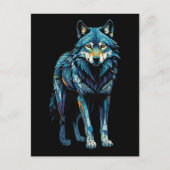Kleurrijke Mozaïek Illustratie van Majestic Wolf Feestdagenkaart (Voorkant)