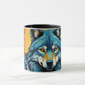 Kleurrijke Mozaïek Illustratie van Majestic Wolf Mok (Midden)