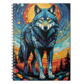 Kleurrijke Mozaïek Illustratie van Majestic Wolf Notitieboek (Voorkant)