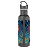 Kleurrijke Mozaïek Illustratie van Majestic Wolf Waterfles (Achterkant)