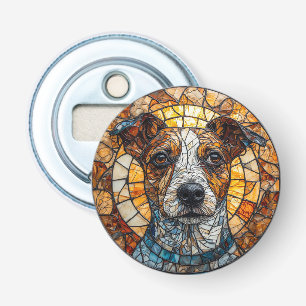 Kleurrijke Mozaïek Jack Russell Terrier Hond Button Flesopener