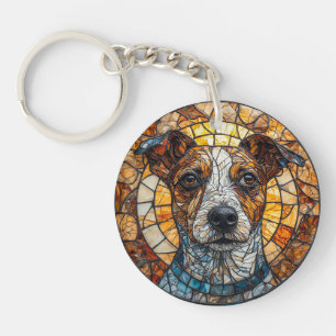 Kleurrijke Mozaïek Jack Russell Terrier Hond Sleutelhanger