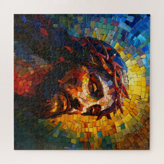 Kleurrijke mozaïek Jezus Legpuzzel (Horizontaal)
