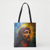 Kleurrijke mozaïek Jezus Tote Bag (Voorkant)