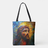 Kleurrijke mozaïek Jezus Tote Bag (Achterkant)