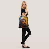 Kleurrijke mozaïek Jezus Tote Bag (Op model)