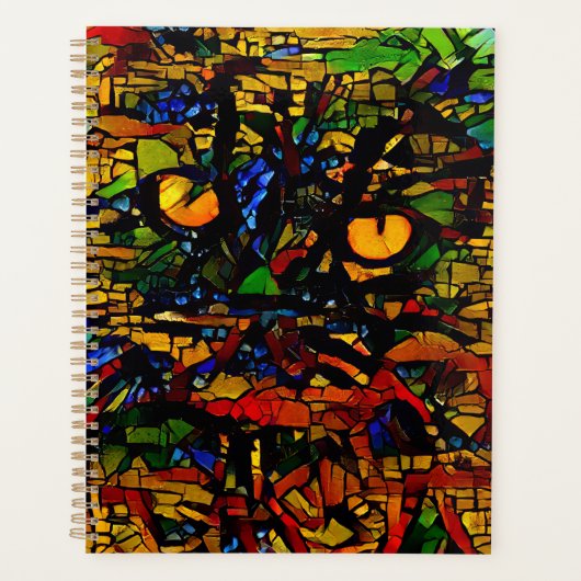 Kleurrijke Mozaïek Kat Kunstprint Planner (Voorkant)