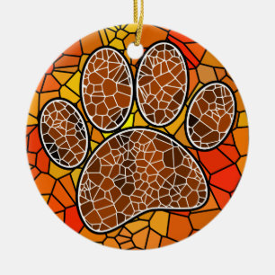 Kleurrijke Mozaïek Kunst Hondenpootafdruk Keramisch Ornament