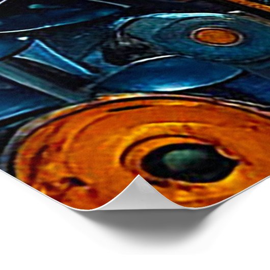 Kleurrijke Mozaïek Kunstwerk van Levendige Bloemen Poster (Hoek)