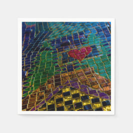 Kleurrijke mozaïek met rode hart servet