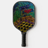 Kleurrijke mozaïek met rood hart pickleball paddle (Achterkant)