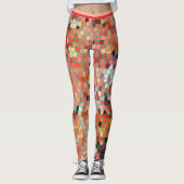 Kleurrijke Mozaïek Perzik Abstract geometrisch pat Leggings (Voorkant)