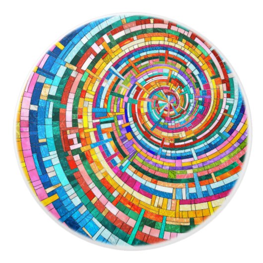 Kleurrijke Mozaïek Spiraal Keramische Knop (Voorkant)