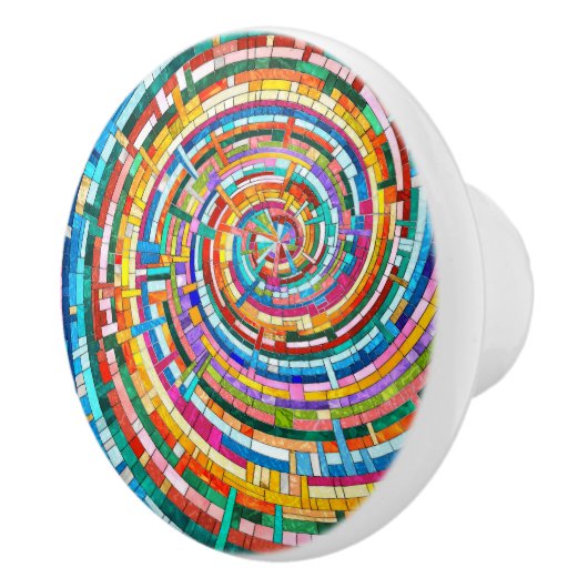 Kleurrijke Mozaïek Spiraal Keramische Knop (Rechts)
