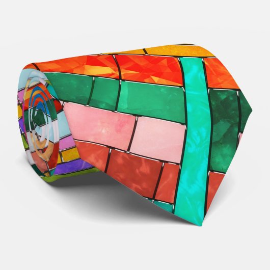 Kleurrijke Mozaïek Spiraal Stropdas (Opgerold)