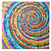 Kleurrijke Mozaïek Spiraal Tegeltje (Voorkant)