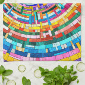 Kleurrijke Mozaïek Spiraal Theedoek (Gevouwen)