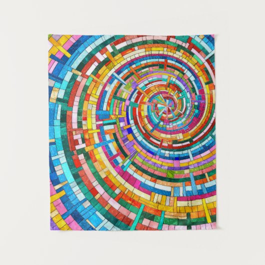 Kleurrijke Mozaïek Spiraal Wandkleed (Voorkant)