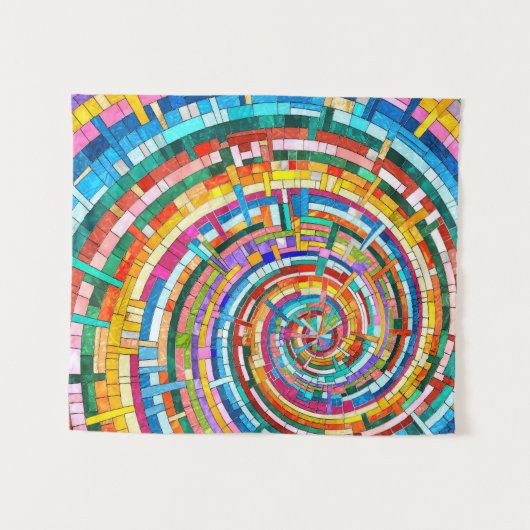 Kleurrijke Mozaïek Spiraal Wandkleed (Voorkant (horizontaal))